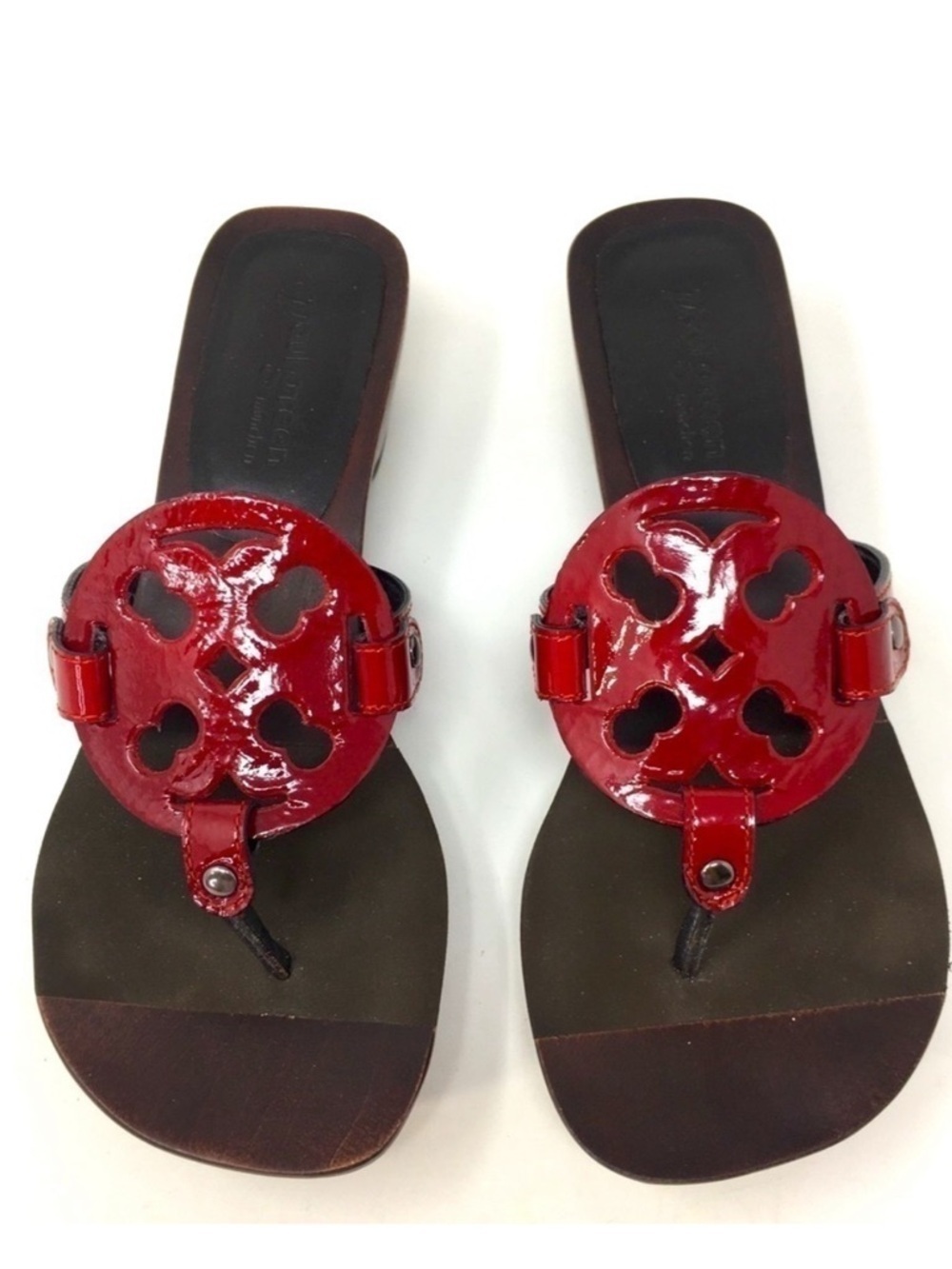 Paul Green Sandals Red Patent Leather Flip Flop Size 6